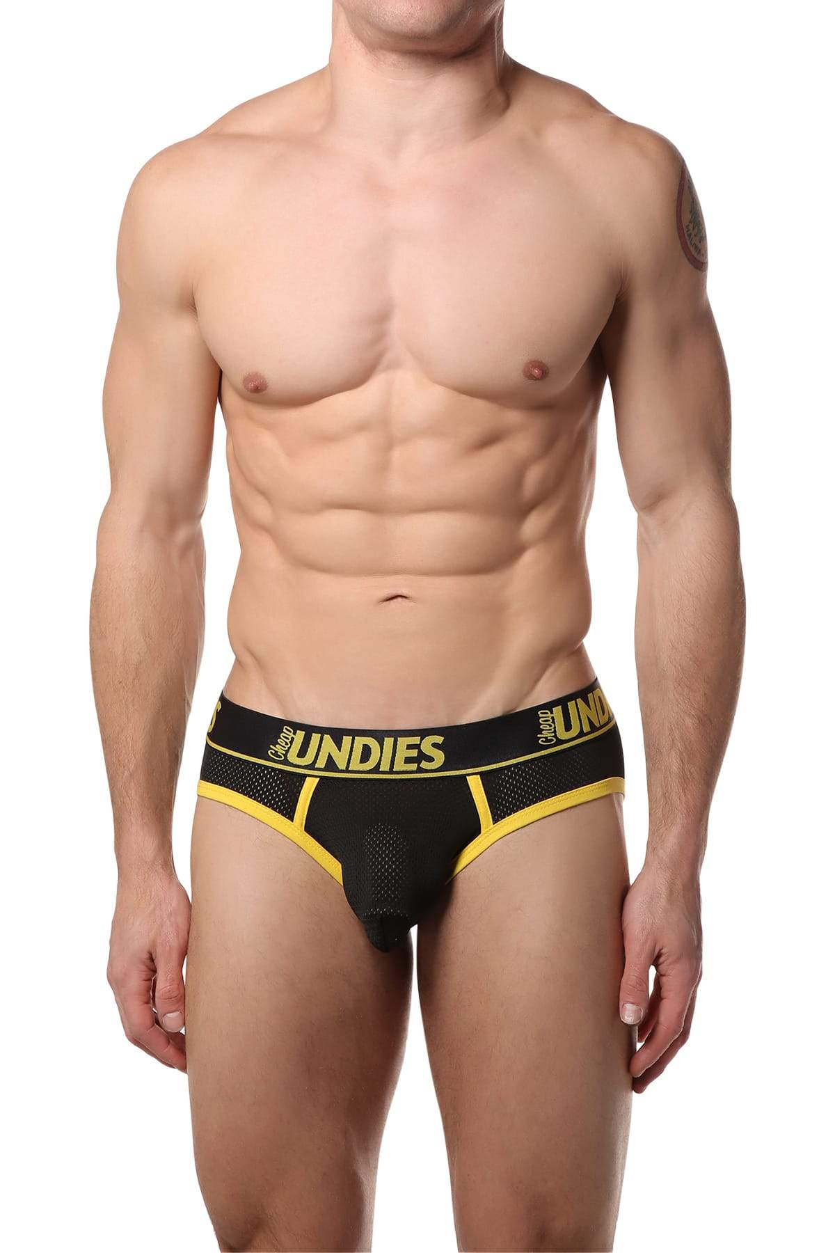 CheapUndies Yellow Exposed Sport Mesh Brief