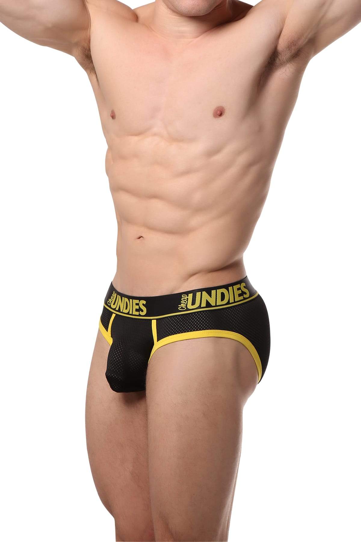 CheapUndies Yellow Exposed Sport Mesh Brief