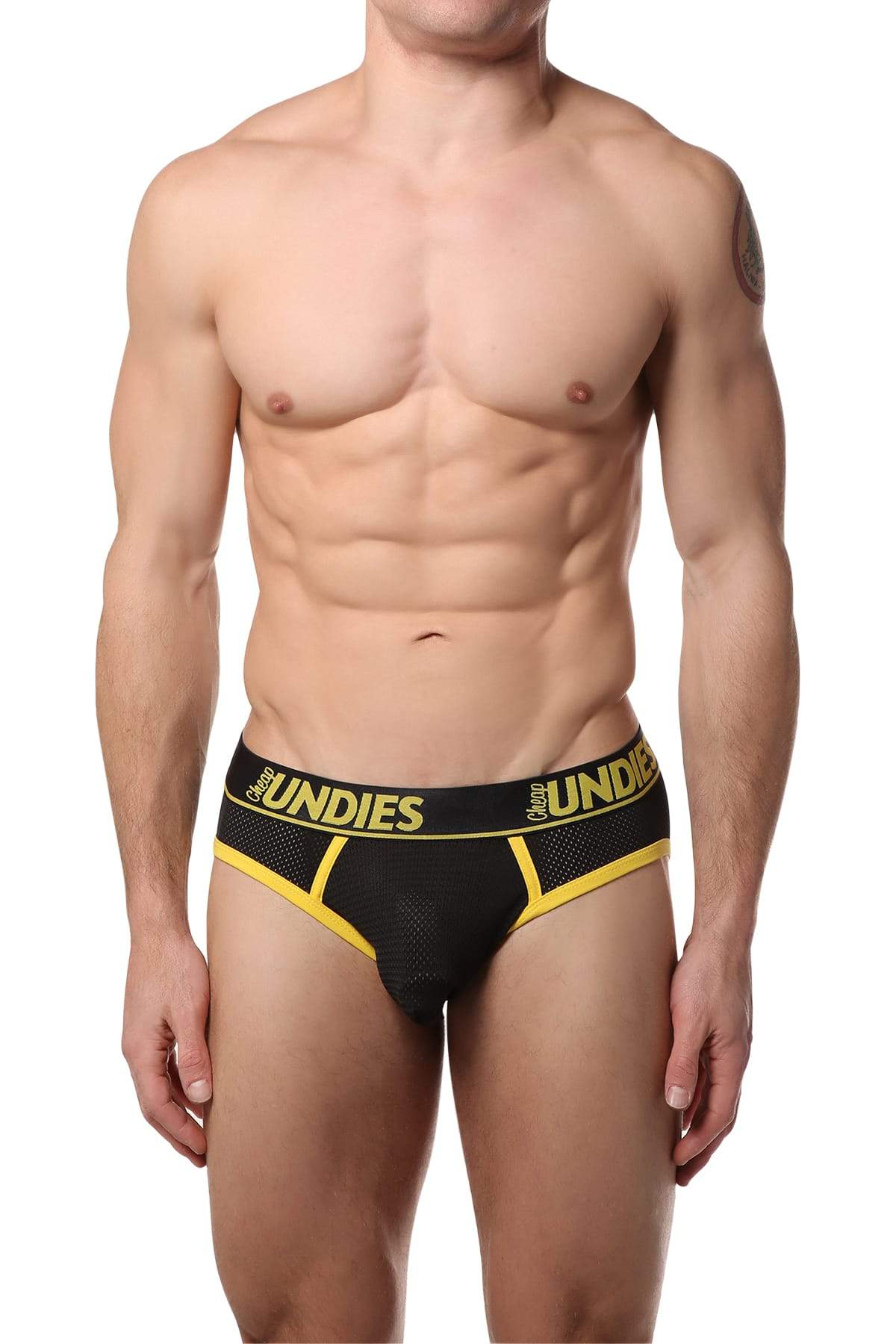 CheapUndies Yellow Exposed Sport Mesh Jockbrief