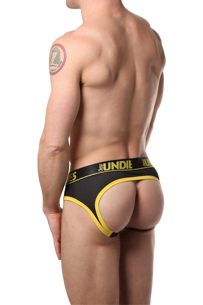 CheapUndies Yellow Exposed Sport Mesh Jockbrief