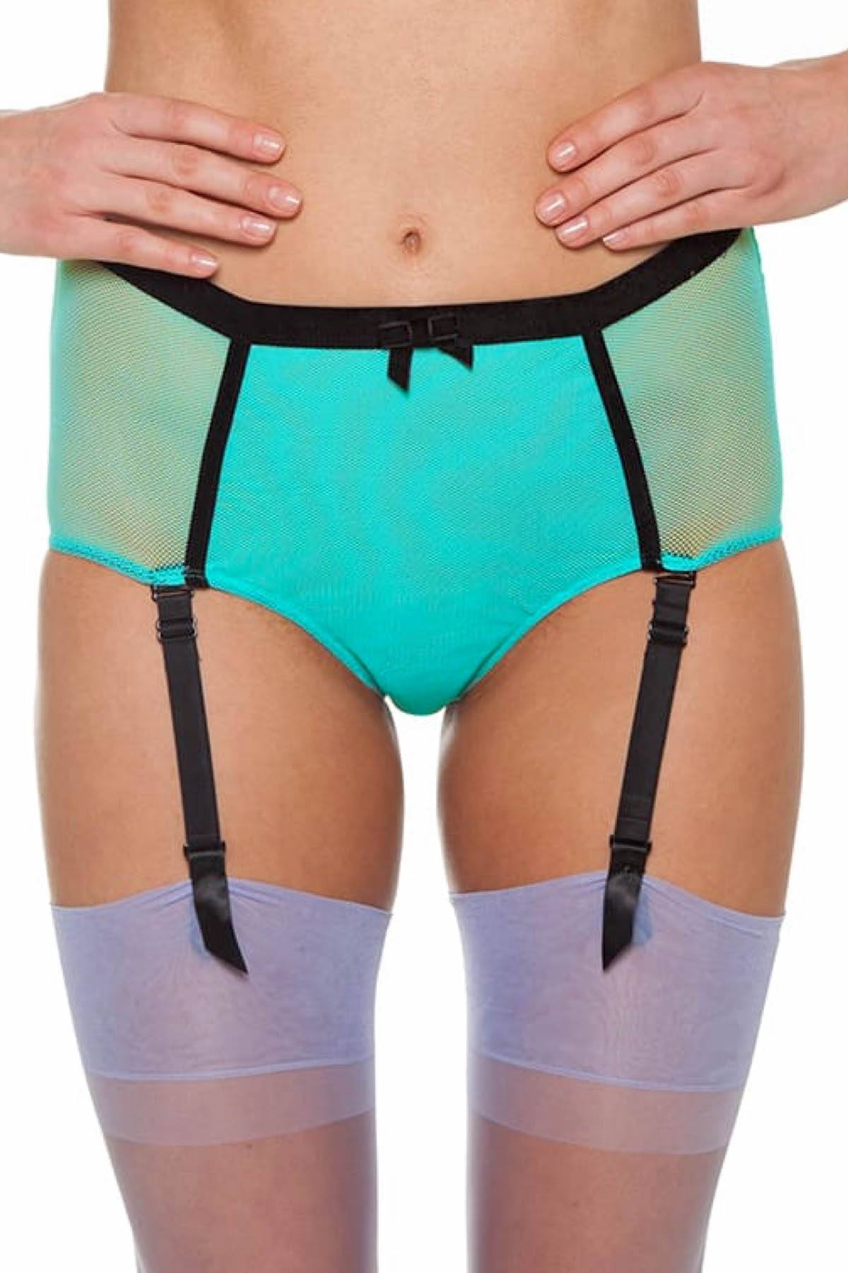 Claudette Aqua Fishnet Pin-Up Panty