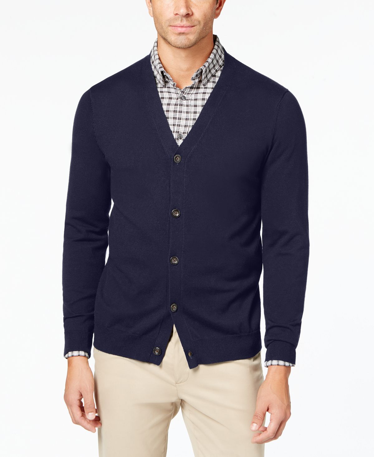 Club Room Knit V-neck Cardigan Navy Blue