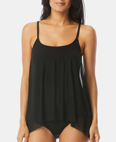 Coco Reef Handkerchief-hem Tankini Top Black