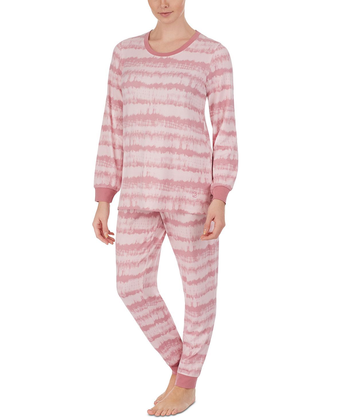 Cuddl Duds Printed Top & Jogger Pants Loungewear Set Pink Print