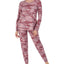 Cuddl Duds Printed Top & Jogger Pants Loungewear Set Purple