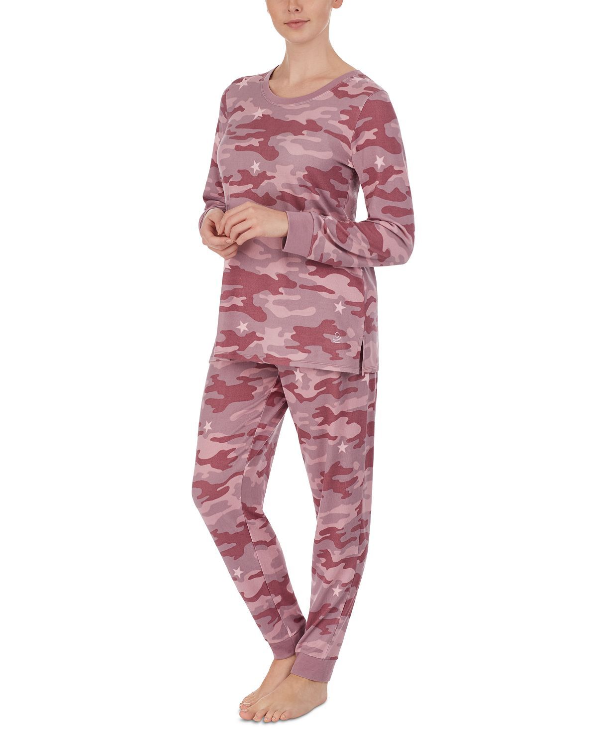 Cuddl Duds Printed Top & Jogger Pants Loungewear Set Purple