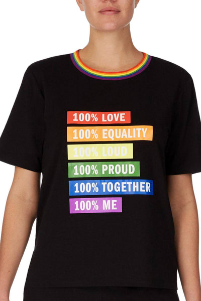 DKNY Black Rainbow Pride Short Sleeve Lounge Top