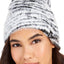 DKNY Black/White Fuzzy Animal Print Beanie