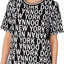 DKNY Black/White Logo Print Ringer Lounge Tee