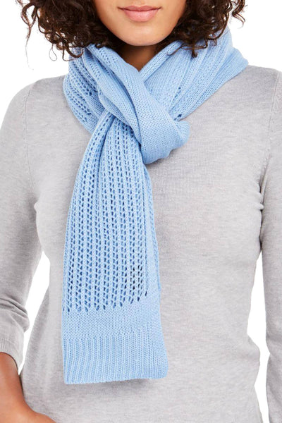 DKNY Blue Open Knit Blocked Scarf