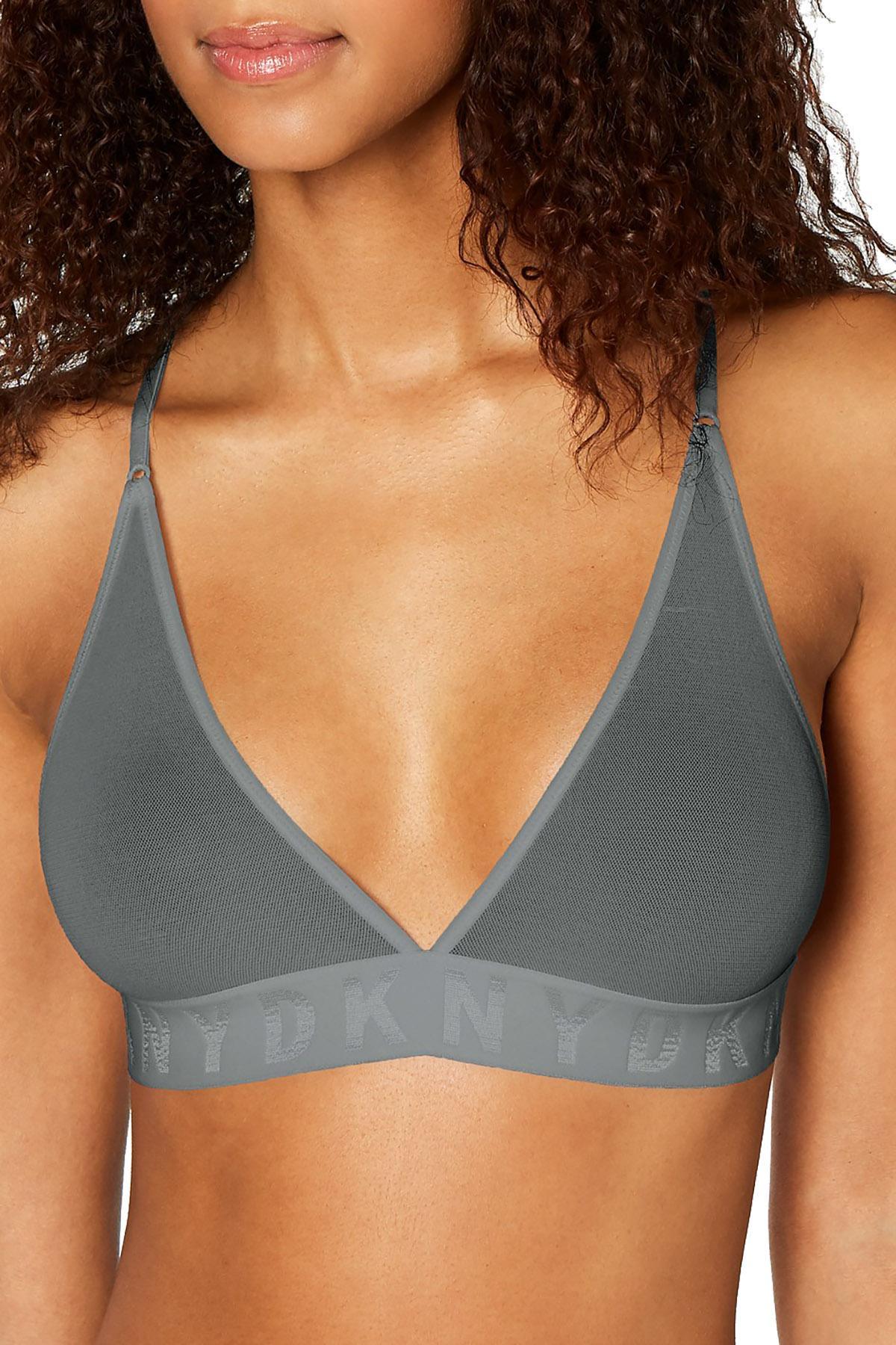 DKNY Graphite Seamless Logo Wireless Mesh Bralette