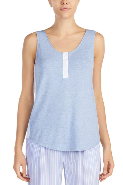 DKNY Periwinkle-Grid Contrast-Stripe Tank Top