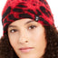 DKNY Red Fuzzy Animal Print Beanie