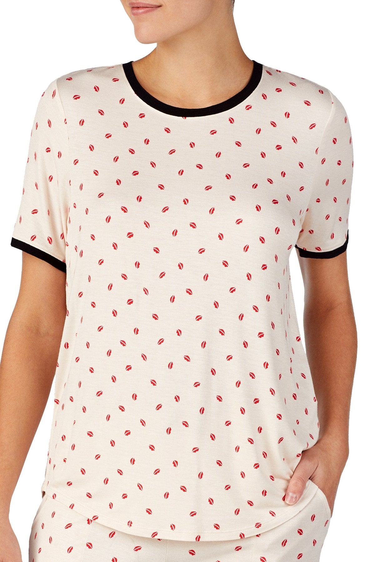 DKNY Tan Read My Lips Printed Short Sleeve Pajama Top