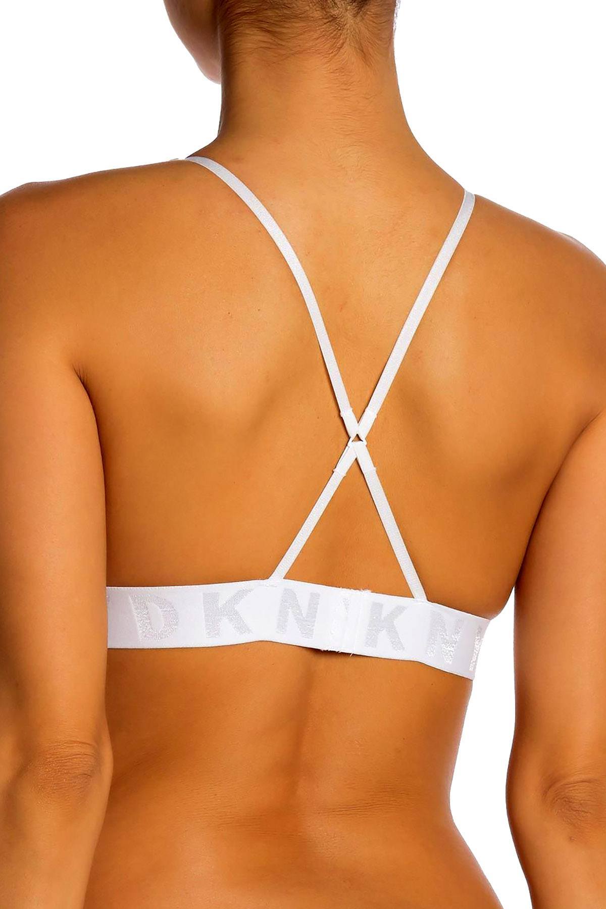 DKNY White Seamless Logo Wireless Mesh Bralette