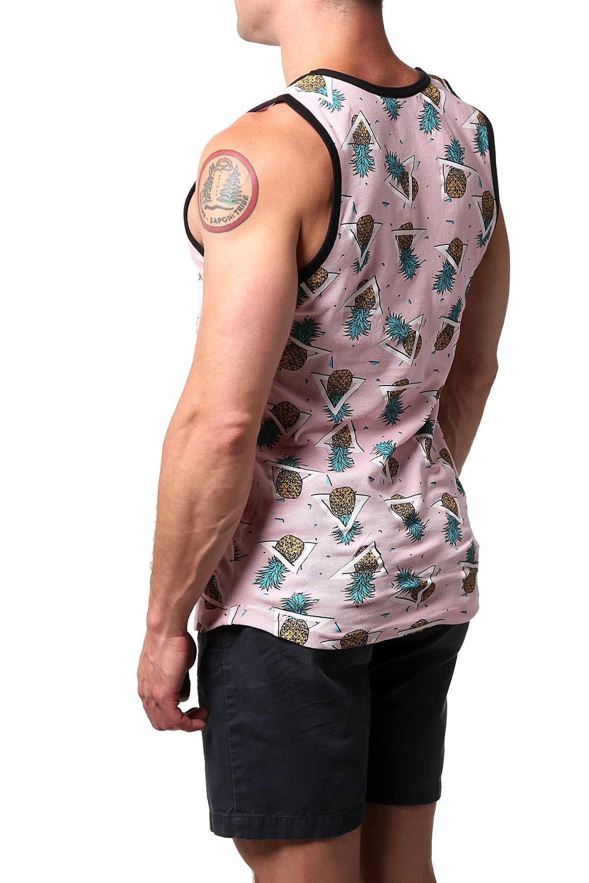 Distortion Flamingo-Pink Pineapple AOP Pique Tank Top