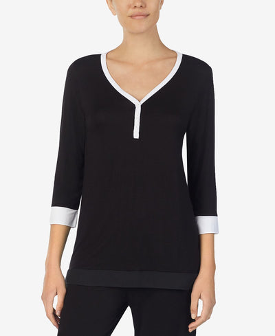 Dkny Colorblocked Pajama Top Black