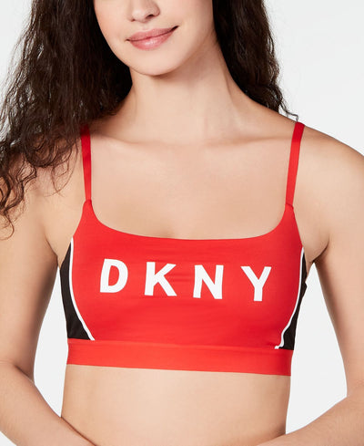 Dkny Logo Scoop Wirefree Bralette Dk4509 Cherry Racing Graphic