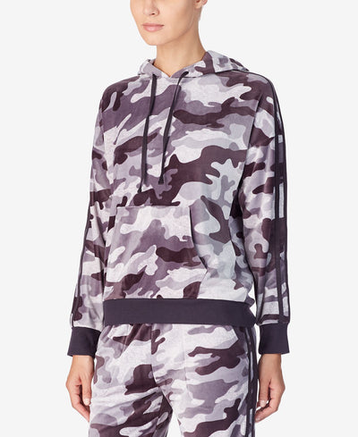 Dkny Lux Plush Hoodie Grey Print