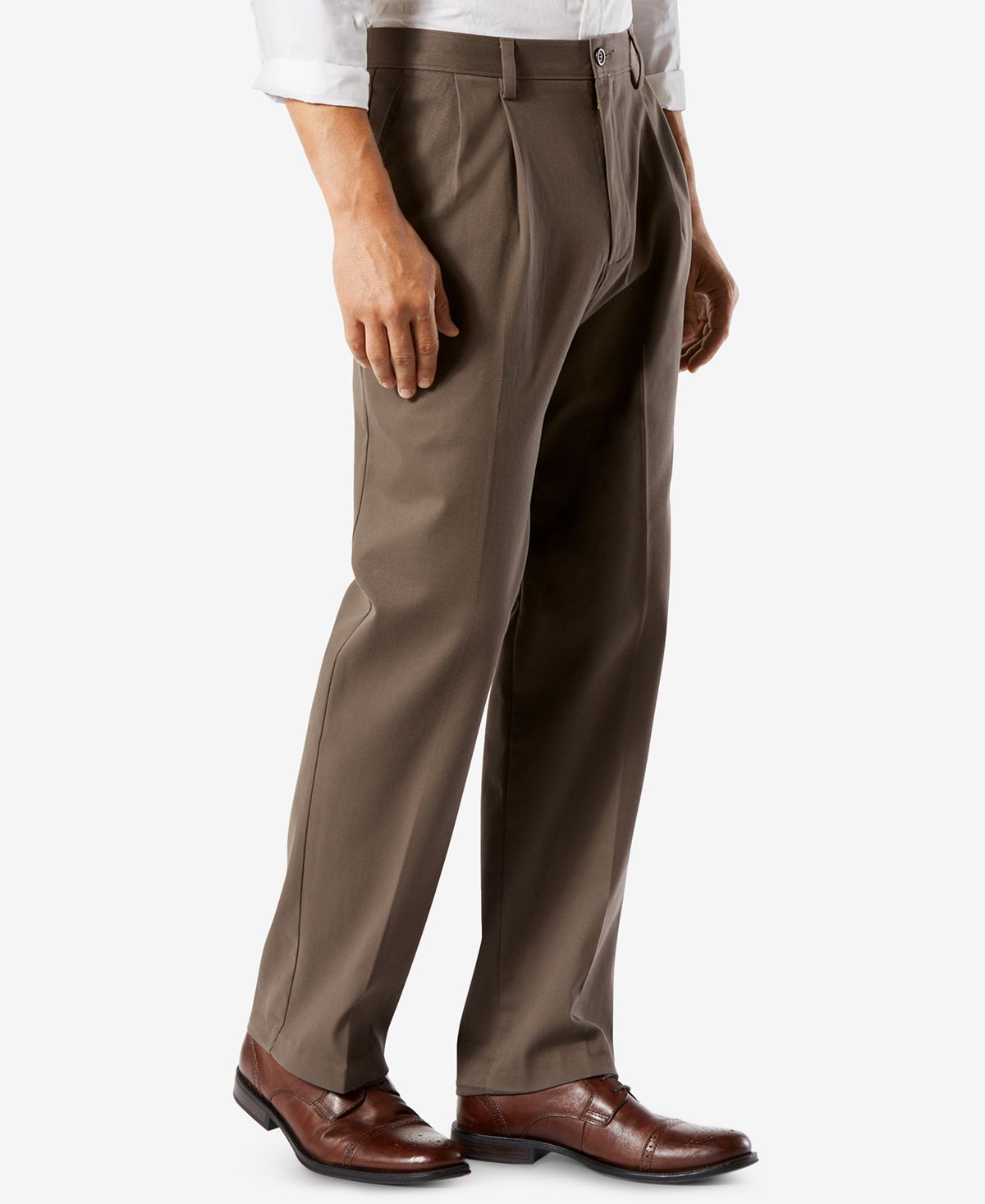 Dockers Big & Tall Easy Classic Pleated Fit Khaki Stretch Pants Medium Brown