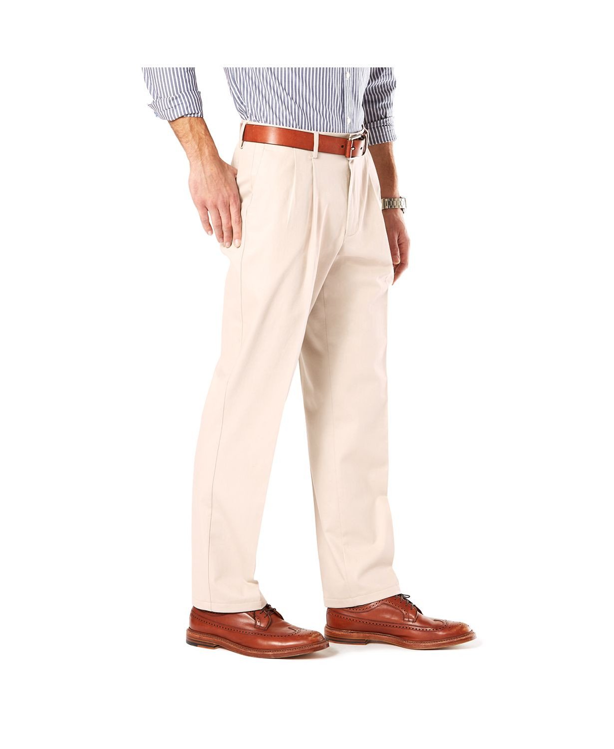 Dockers Stretch Classic Pleated Fit Signature Khaki Pants D3 Cloud