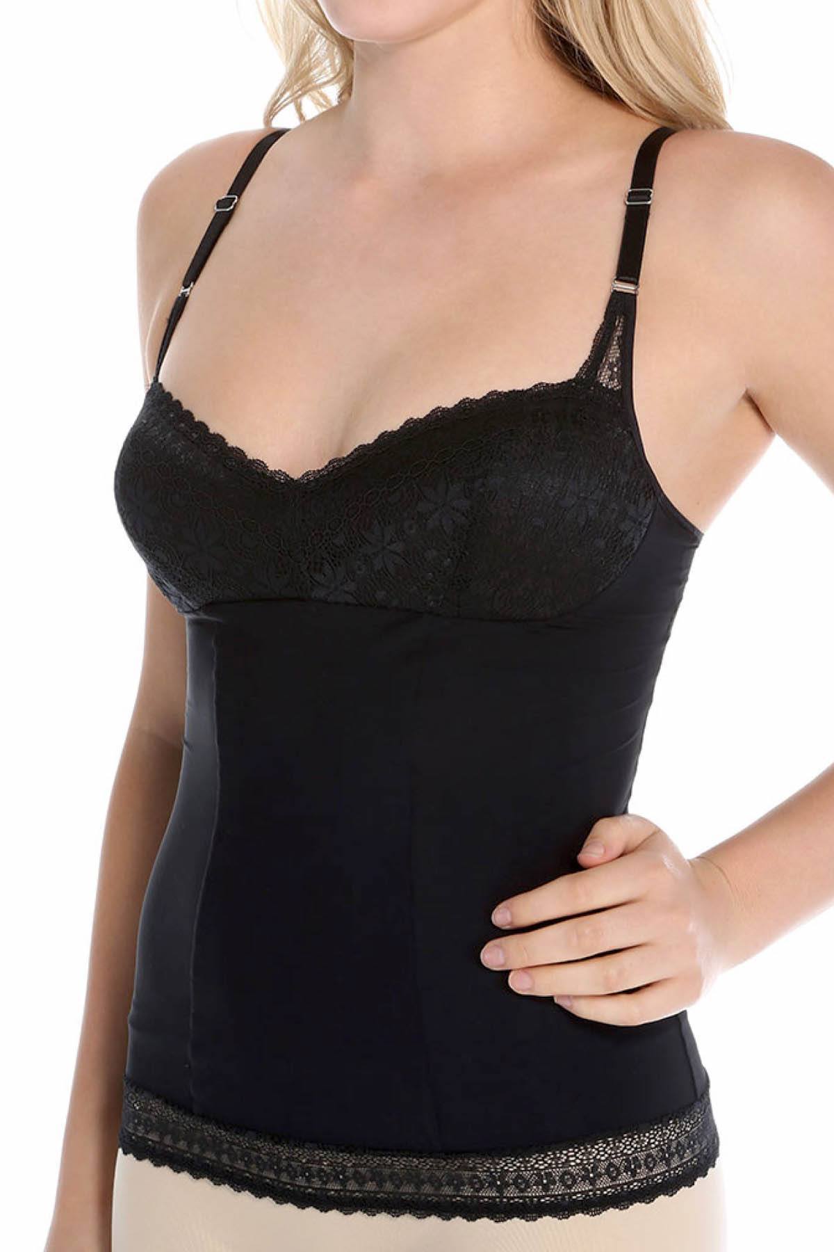 DuMi Shapewear Black Light-Control Long-Torso Contouring Balconette Bra Camisole