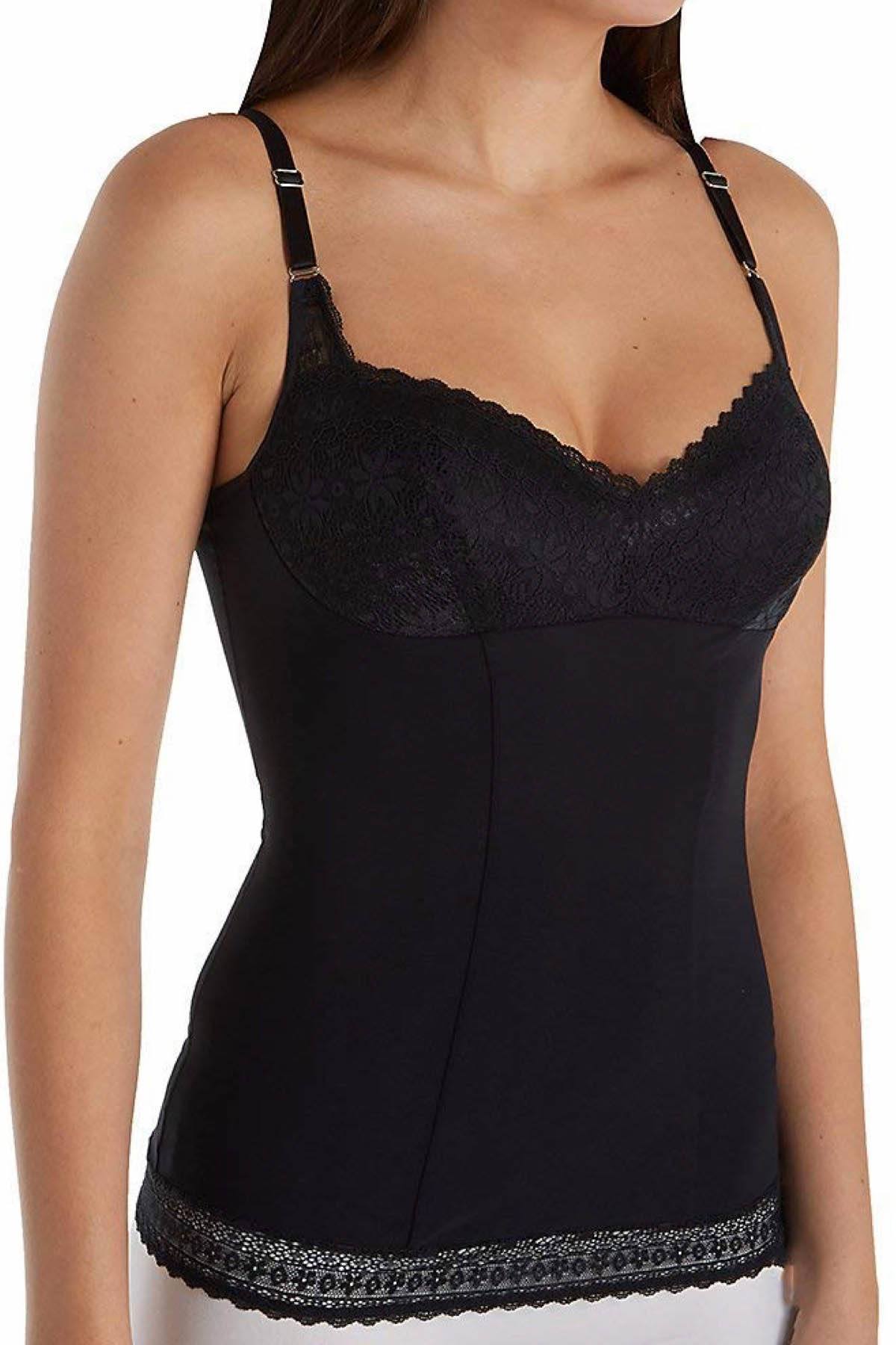 DuMi Shapewear Black Light-Control Long-Torso Contouring Balconette Bra Camisole