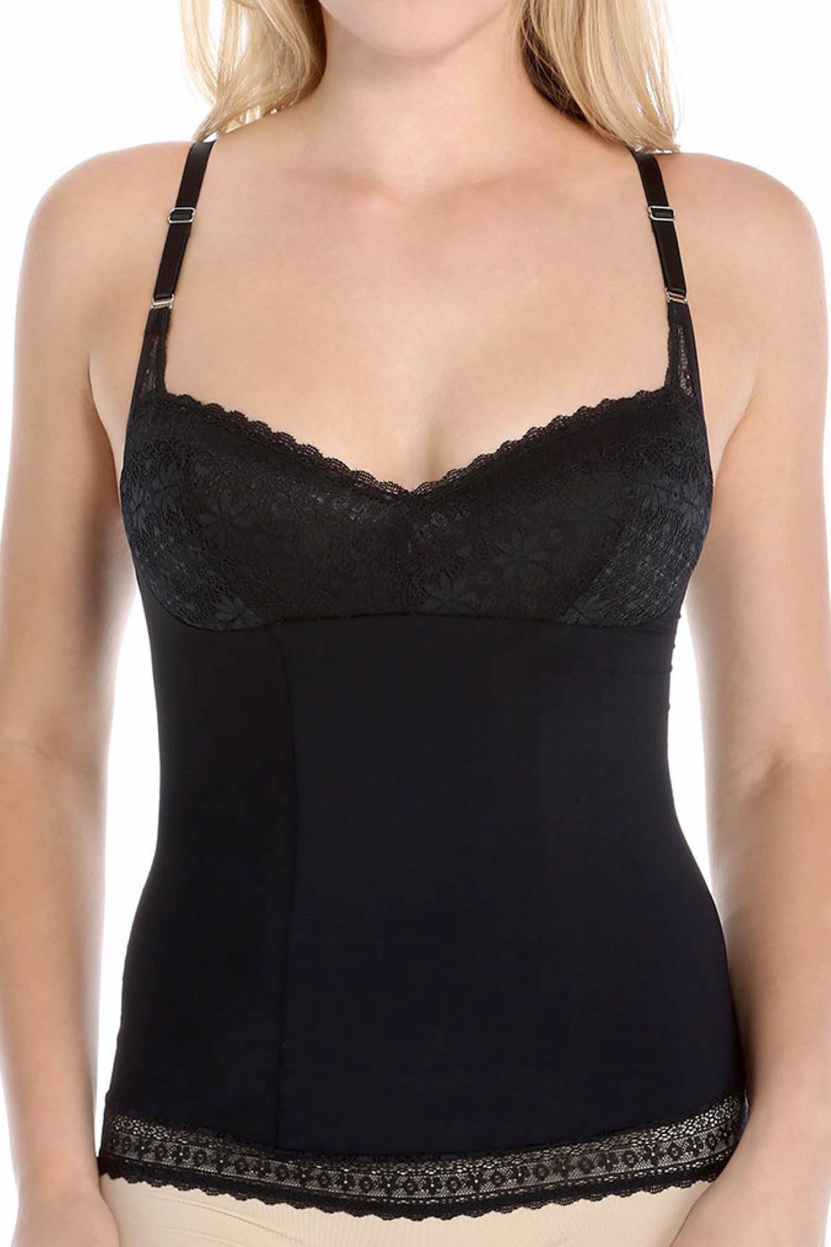 DuMi Shapewear Black Light-Control Long-Torso Contouring Balconette Bra Camisole