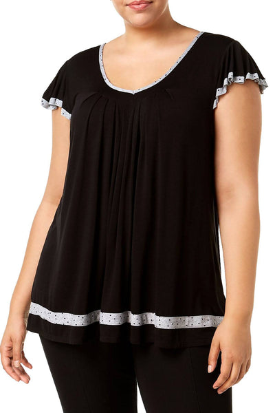 Ellen Tracy PLUS Yours To Love Short Sleeve Top in Black