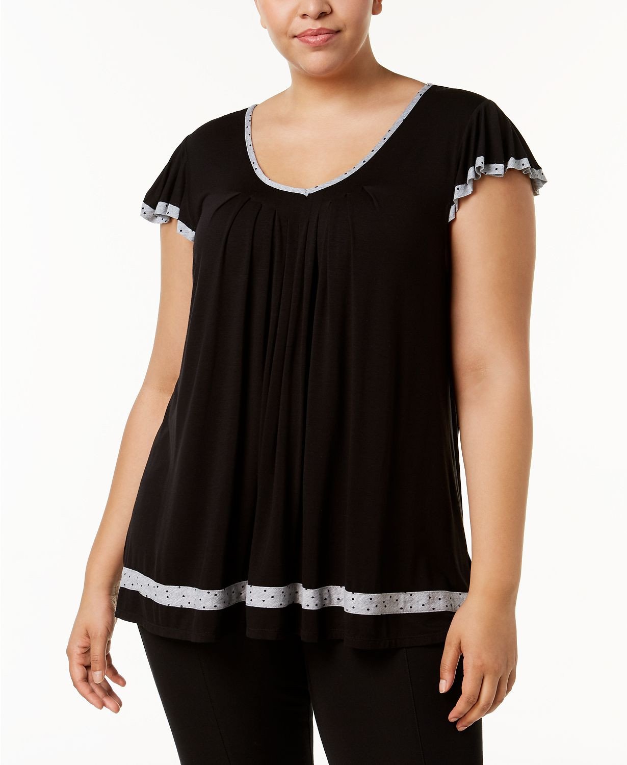 Ellen Tracy PLUS Yours To Love Short Sleeve Top in Black