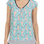 Ellen Tracy Printed Flutter Sleeve Pajama Top in Seafoam