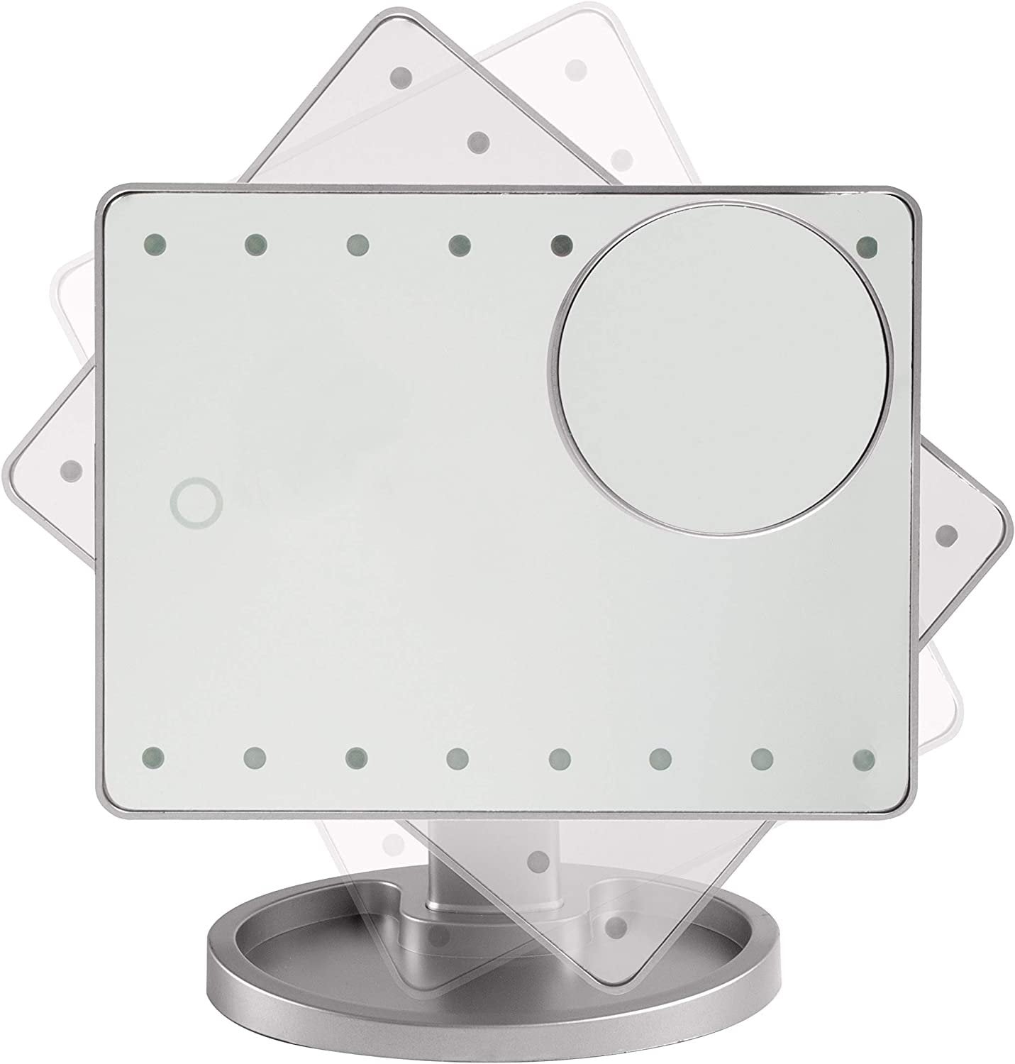 Estelle Makeup Mirror - 16 Bright LEDs (Metallic Gray)