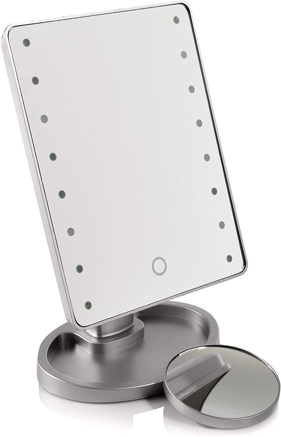 Estelle Makeup Mirror - 16 Bright LEDs (Metallic Gray)