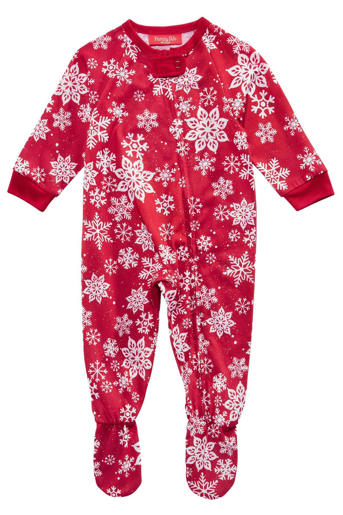 Family PJs BABY Red Snowflake Footed Onesie