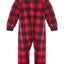 Family Pajamas Matching Baby Red Check Printed Footed Red Check