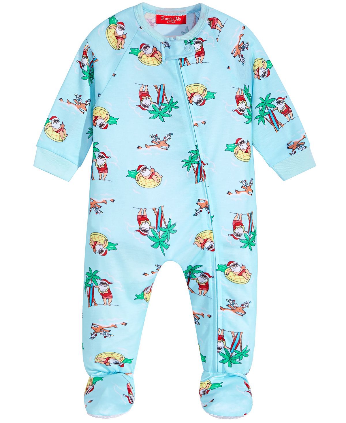 Family Pajamas Matching Baby Tropical Santa Footed Pajamas Swimming Santa