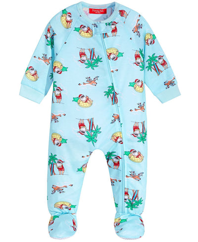 Family Pajamas Matching Baby Tropical Santa Footed Pajamas Swimming Santa