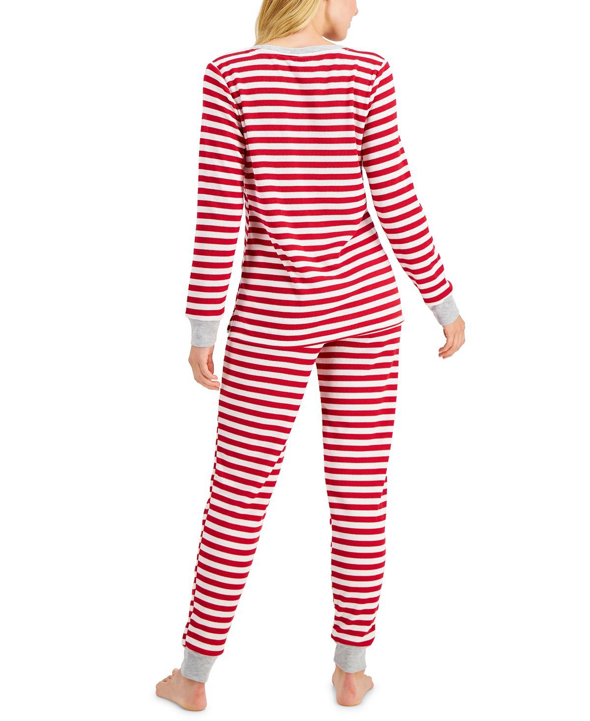 Family Pajamas Matching Wo Striped Waffle-knit Family Pajama Set Red Stripe