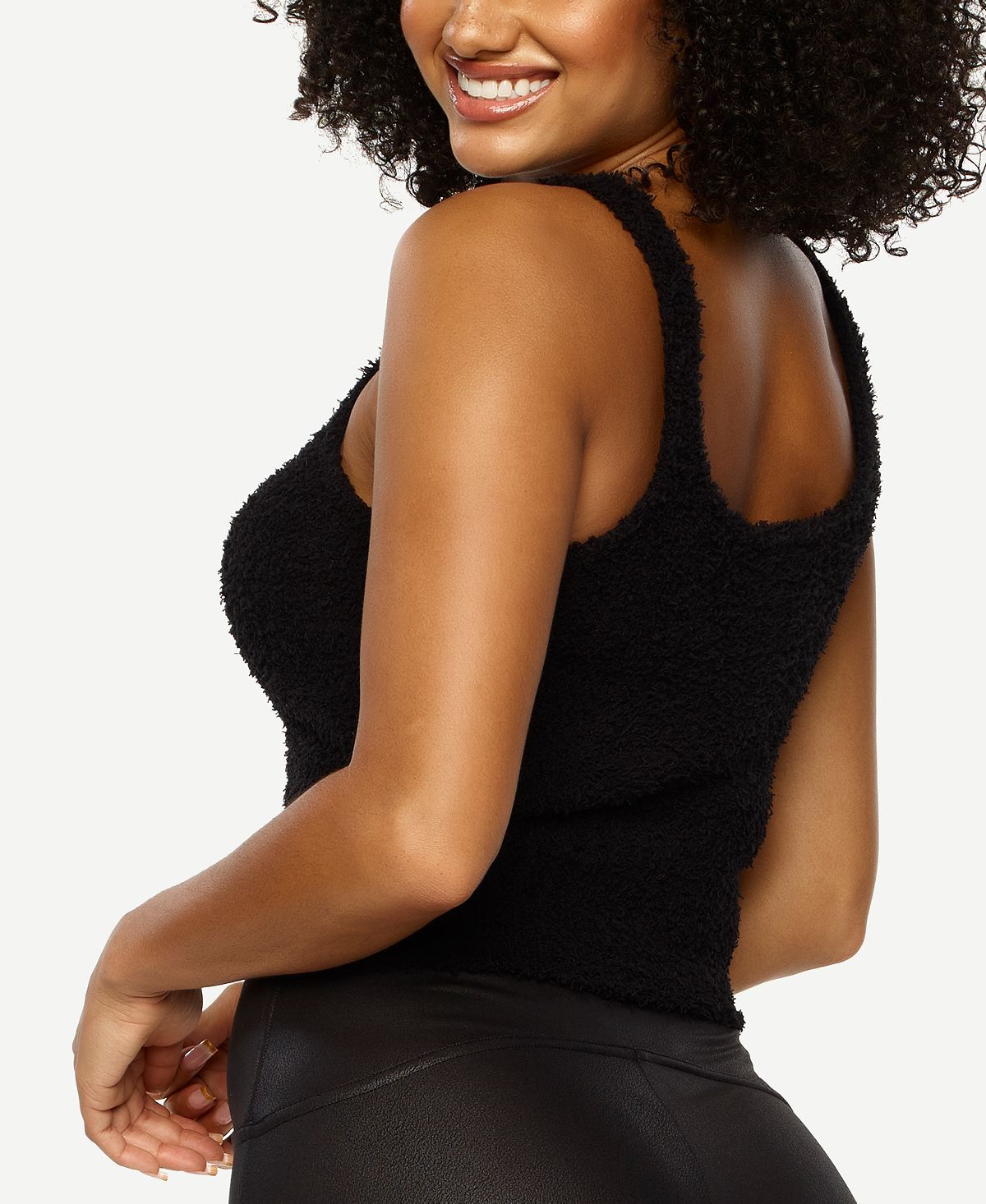 Felina Denali Cozy Cropped Knit Sleep Cami Black