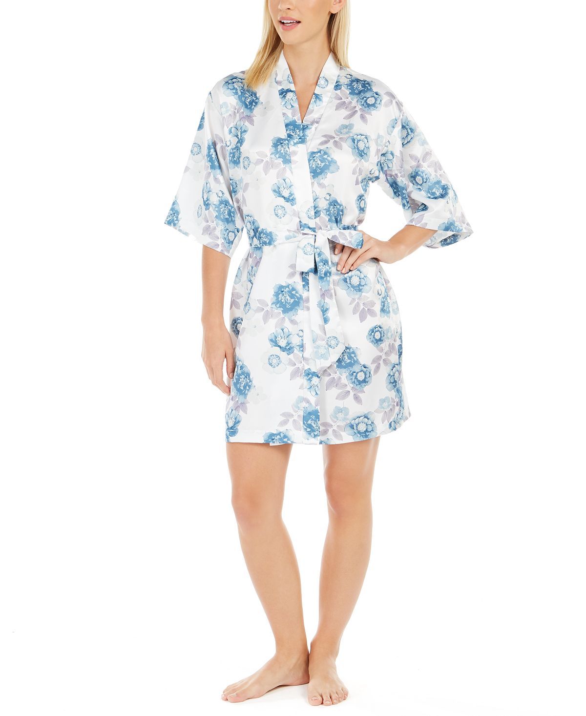 Flora By Flora Nikrooz Brenna Printed Wrap Robe Ivory