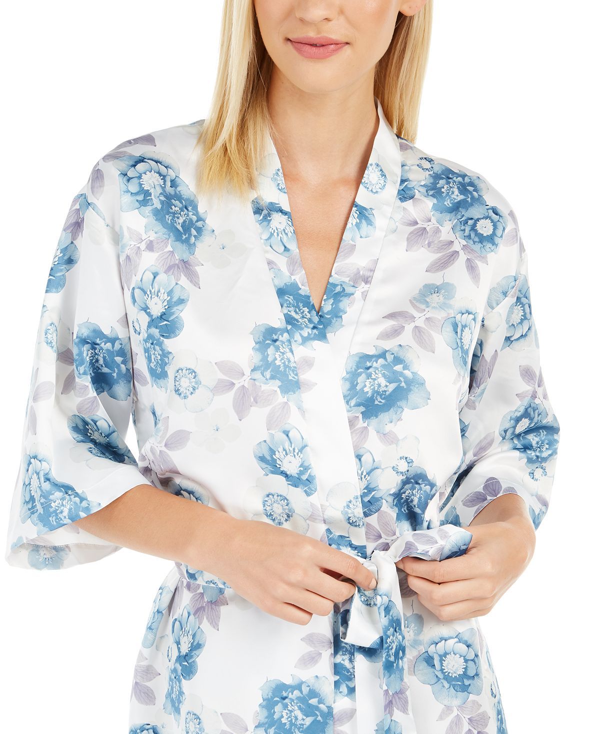 Flora By Flora Nikrooz Brenna Printed Wrap Robe Ivory