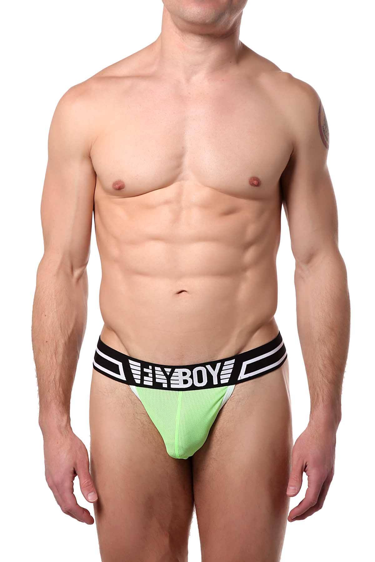 FlyBoy Fluorescent-Green Sport Mesh Thong