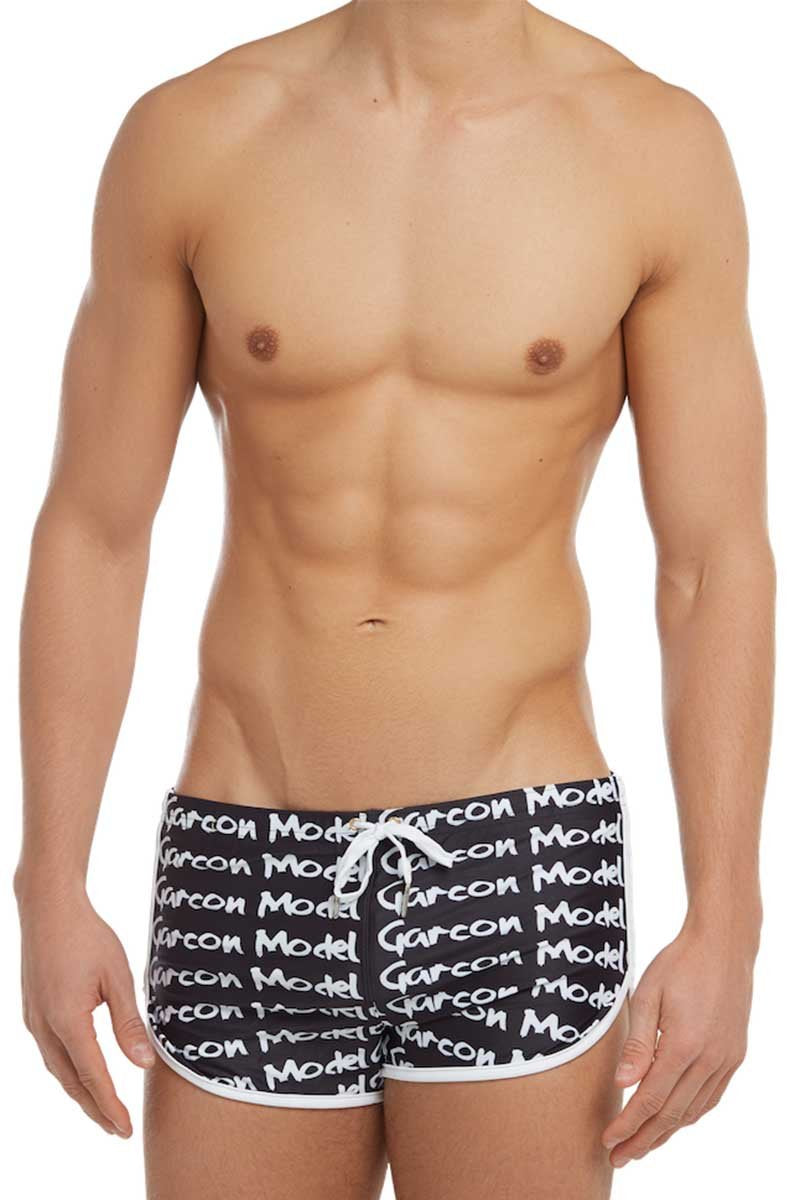 Garcon Model Black Graffiti Swim Short