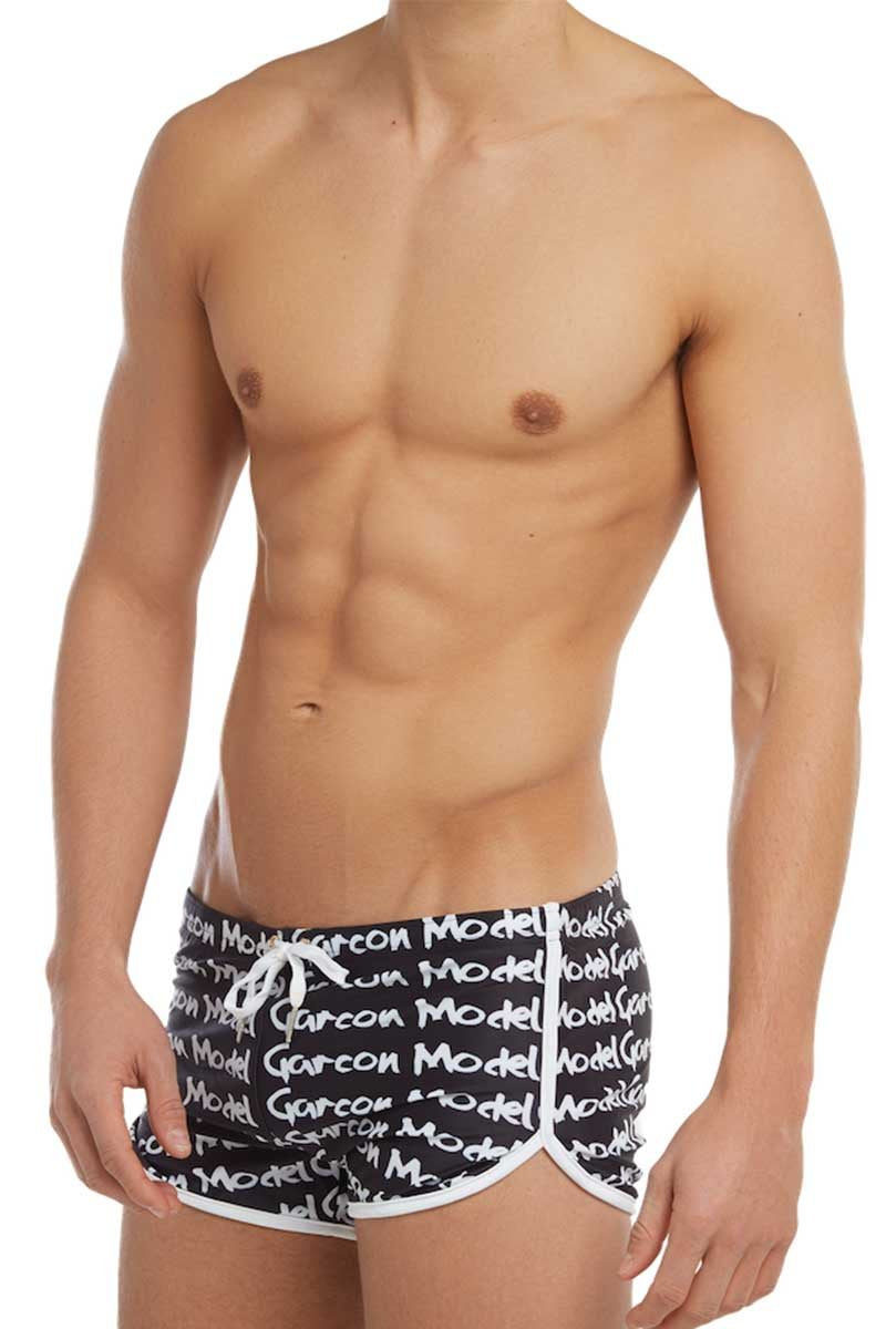 Garcon Model Black Graffiti Swim Short