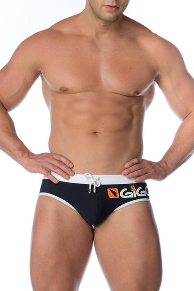 Gigo Black Logo Swim Brief