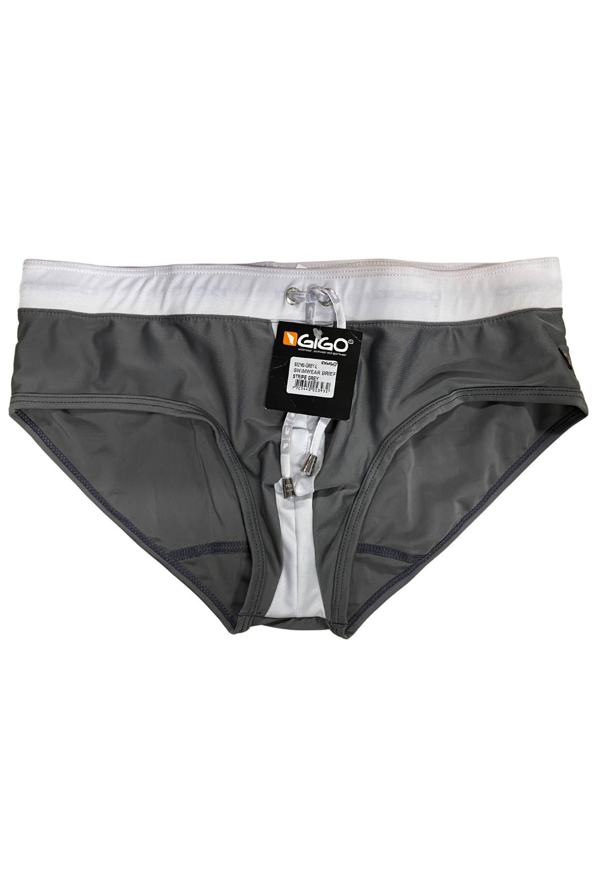 Gigo Grey Stripe Swim Brief