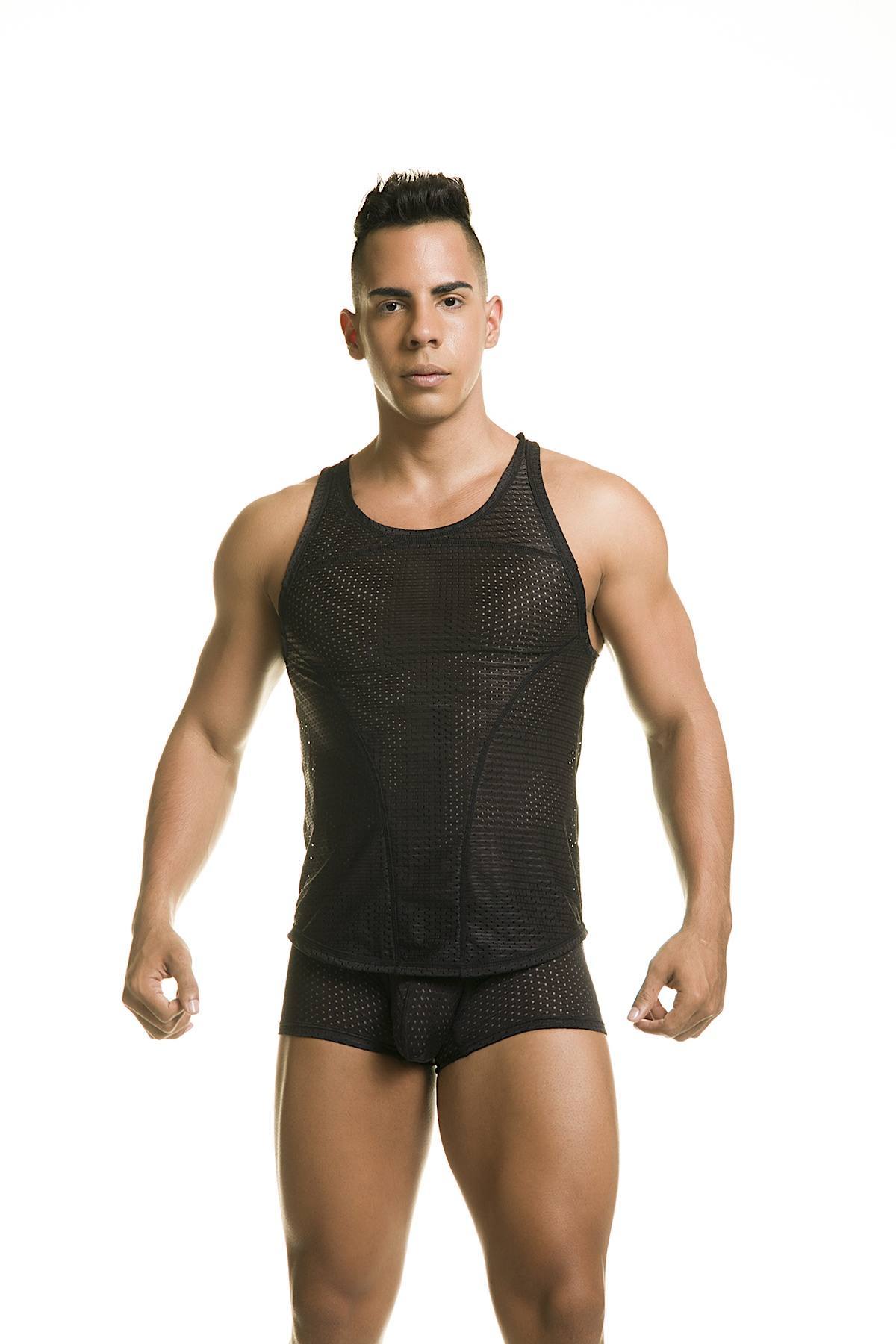 Gigo Nile Black Mesh Tank Top