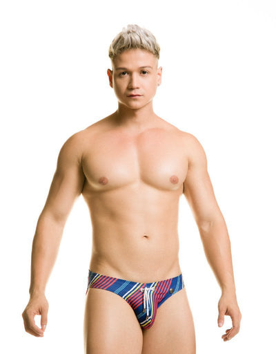 Gigo Streak swim brief striped navy