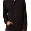 HUE Black Solid Zipper Front Lounge Top