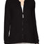 HUE Black Solid Zipper Front Lounge Top